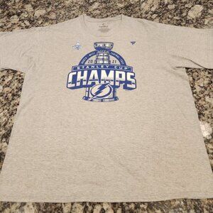 Tampa Bay Lightning 2021 Stanley Cup Champs Grey Tee